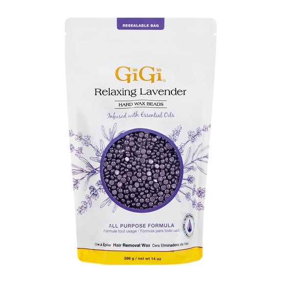 GiGi Relaxing Lavender Hard Wax Beads Hair Removal, Waxing for Sensitive Skin, 14 oz