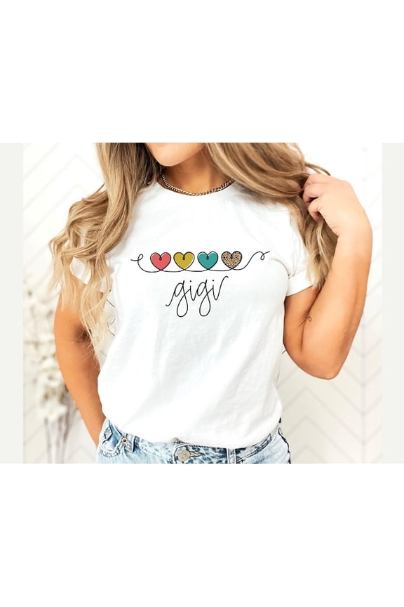 Gigi Shirt with Hearths, Grandma Shirt, Mother's Day Gift Shirt, Grammy Tshirt, Family Love Shirt, Cute Nana Gift, Grandma