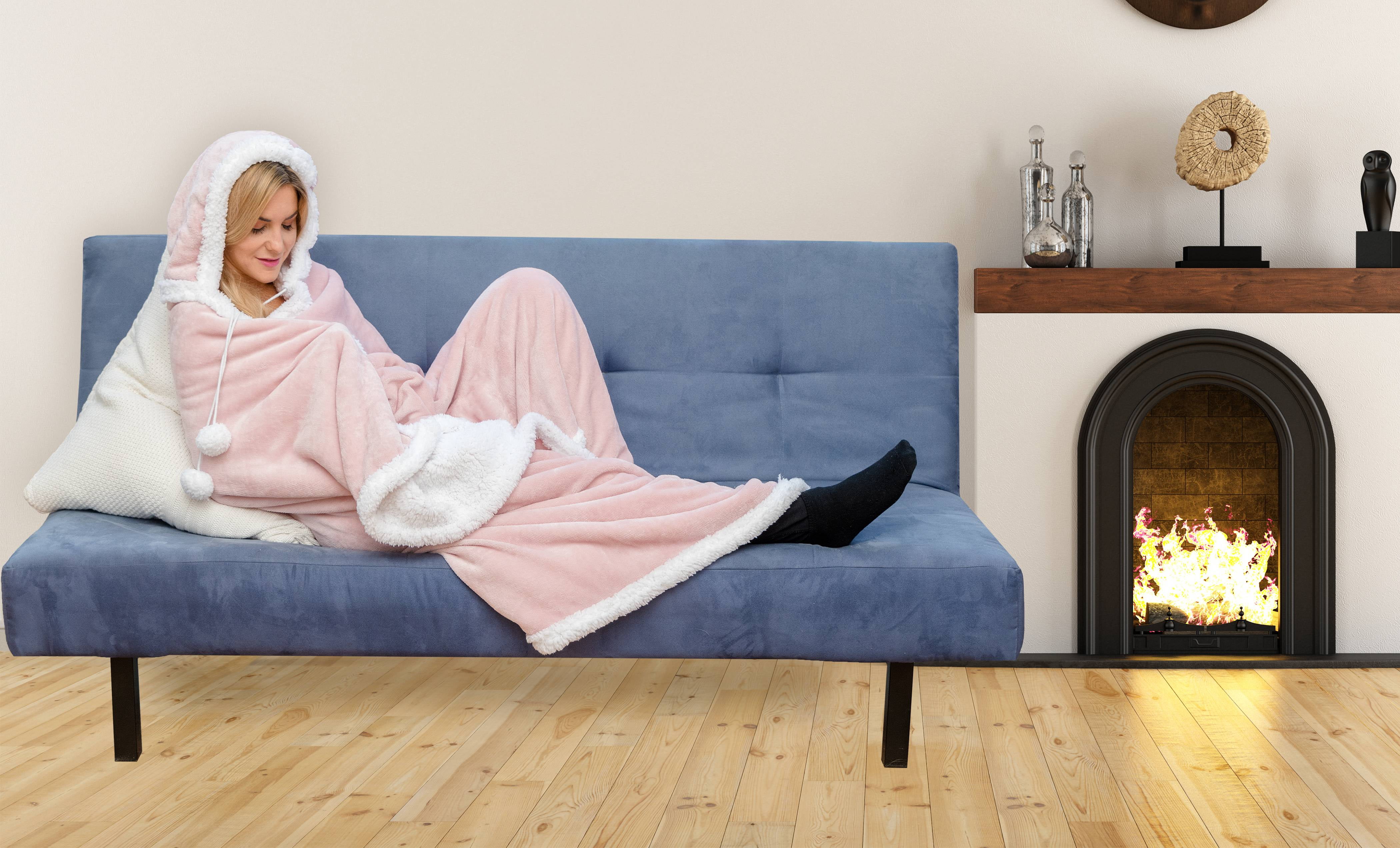 Gigi Solid Sherpa Hooded Throw Blanket