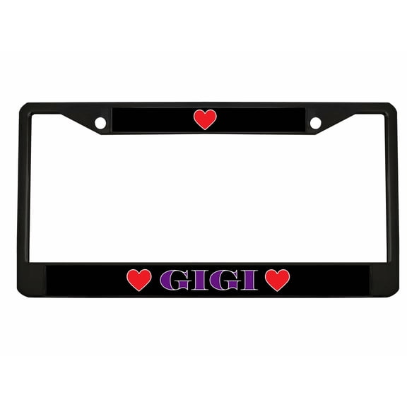 Gigi Style Metal License Plate Frame Personalized/Car Accessories Car Tag Holder Cover (Black/Black/Purple)