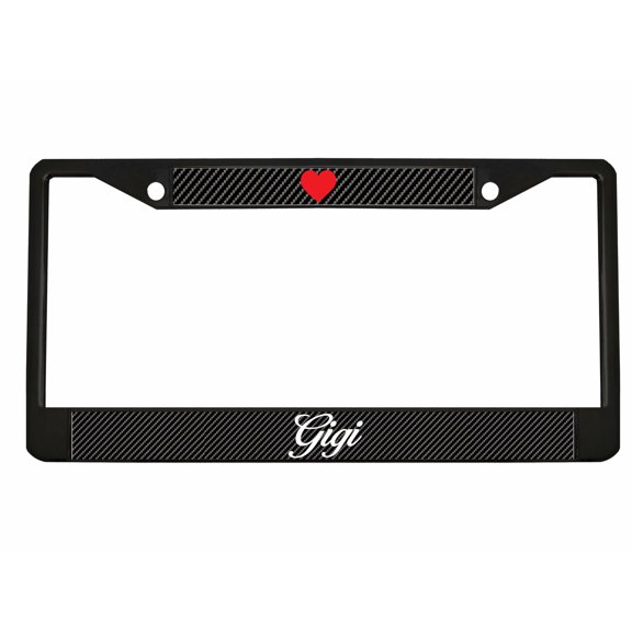 Gigi Style Metal License Plate Frame Personalized/Car Accessories Car Tag Holder Cover Carbon (Black/Carbon/White)