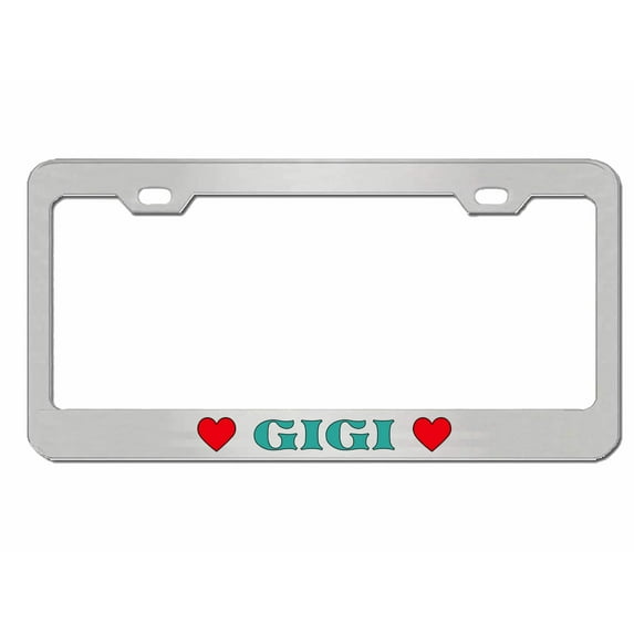 Gigi Style Metal License Plate Frame Personalized/Car Accessories Car Tag Holder Cover (Chrome/Turquoise)