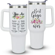 Gigi Tumbler Gift-Best Grandmother Gift-Nana Birthday Gifts-Great Grandma Gifts For Gigi-Mothers Day present For Grandmother-40oz Coffee Cup With Handle and Straw Stainless Steel Travel Mugs