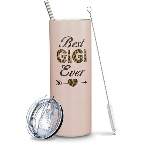 Gigi Tumbler with Lid and Straw, Gigi Gifts Grandma Gifts from Granddaughter Grandson Birthday Christmas, Gigi Mug Cup Thermal Insulated Tumblers 20 Oz, Best Gigi Ever Gifts for Grandmother Mom