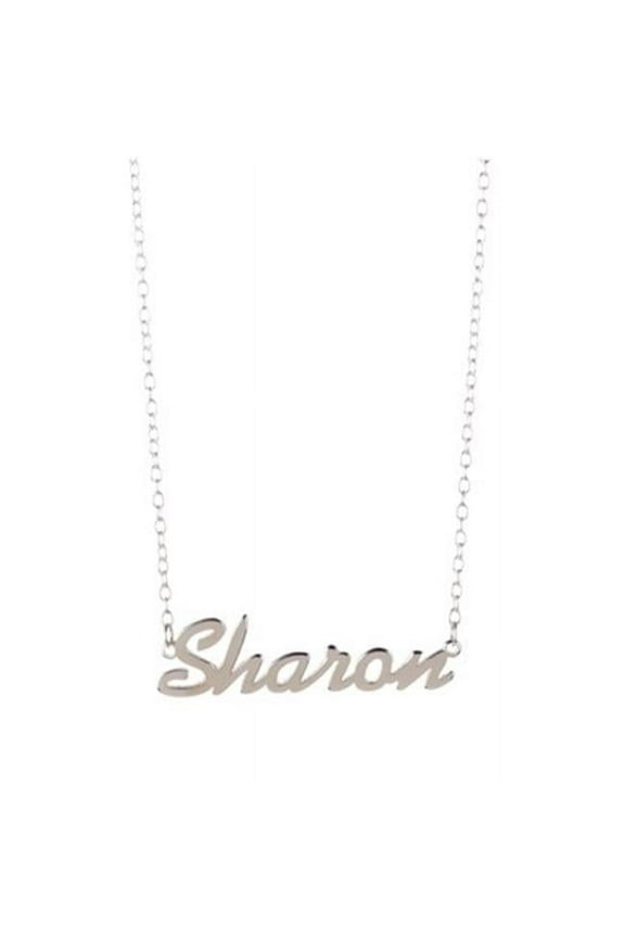 SP328 Sterling Silver Necklace - Sharon Nameplate 925 Silver 16 in. Chain Personalized Jewelry-