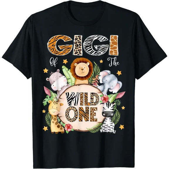 Gigi of The Wild One 1St Birthday Kids Safari Jungle T-Shirt, Unisex T-Shirt