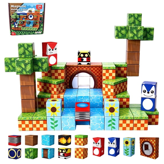 GigiPlanet 100PCS Garden Pond Magnetic Building Cubes – Pixel Brick ...