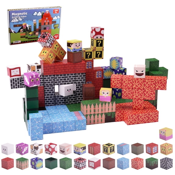 GigiPlanet 150PCS Pixel Block Magnetic Building Cubes – Adventure ...