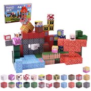 GigiPlanet 150PCS Pixel Block Magnetic Building Cubes   Adventure Fortress Set with Mystery Boxes, Lava & Animal Mobs, Creative World-Building Toy
