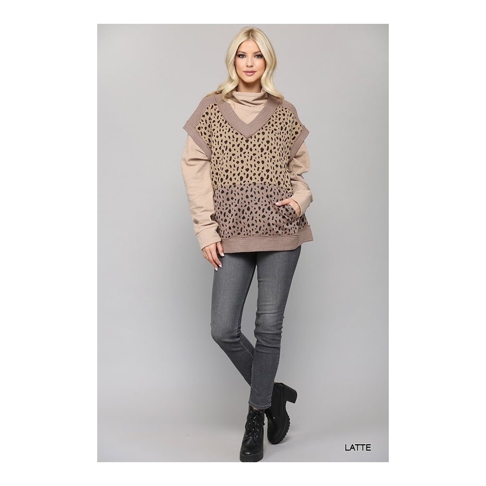 Cream leopard shop print jumper