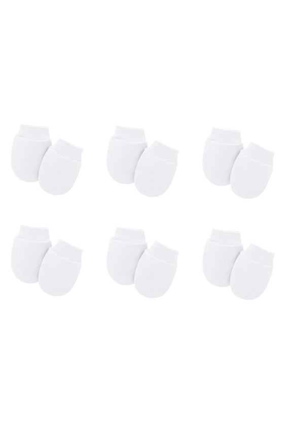 0-12 Months Infant Baby Multipack Cotton Mittens Solid Color Protective Thermal Gloves 6 Pairs