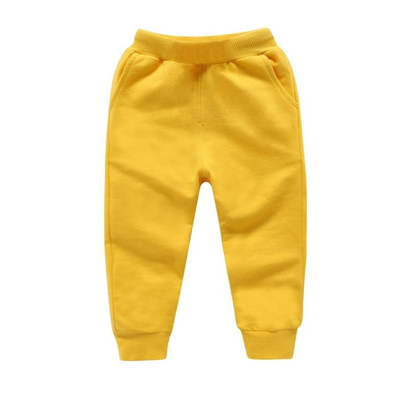 GigrtiJin 0-13 Years Preemie Baby Toddler Cotton Sweatpants Solid Color Elastic Waisted Bottom Cinch Pocket Pants for Newborn Infant