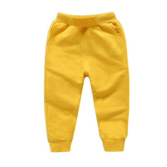 GigrtiJin 0-13 Years Preemie Baby Toddler Cotton Sweatpants Solid Color Elastic Waisted Bottom Cinch Pocket Pants for Newborn Infant