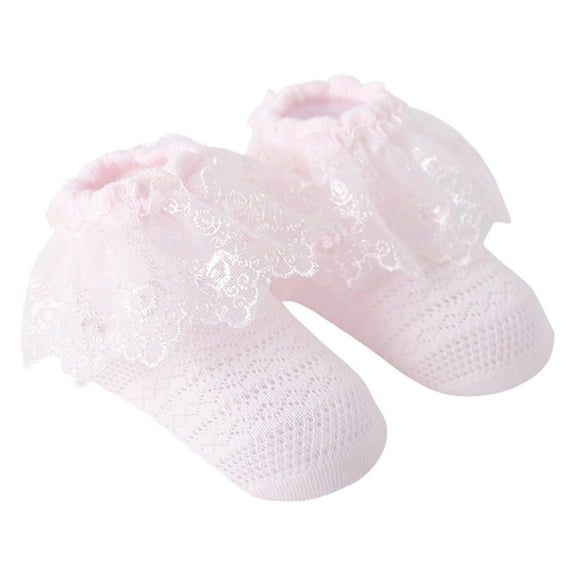 GigrtiJin 0-5 Years Preemie Newborn Toddler Cotton Socks Solid Color Embroidered Lace Thin Mesh Ruffle Princess Socks