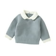 thumbnail image 1 of GigrtiJin 0-9 Months Preemie Newborn Baby Knit Sweater Solid Color Doll Collar Long Sleeve Blouse Cute Thernal Comfy Tops, 1 of 2