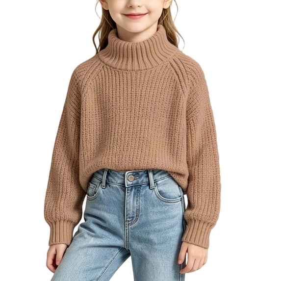 GigrtiJin 0T-10T Kids Cotton Sweaters Mock Neck Pullover Sweaters Girls Fall Winter Long Sleeve Going Out Sweaters