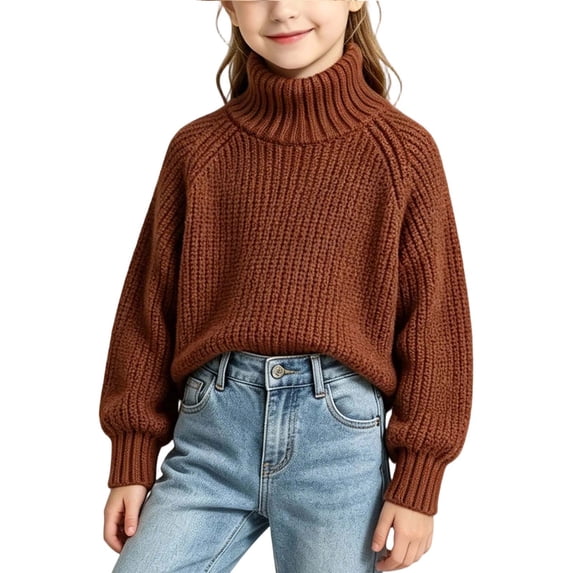 GigrtiJin 0T-10T Kids Cotton Sweaters Mock Neck Pullover Sweaters Girls Fall Winter Long Sleeve Going Out Sweaters