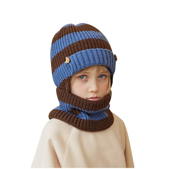 GigrtiJin 1-11 Years Infant Toddler Children Fleece Knitted Hats Color Block Thermal Comfy Scrafs Winter Warm 2 Piece Sets