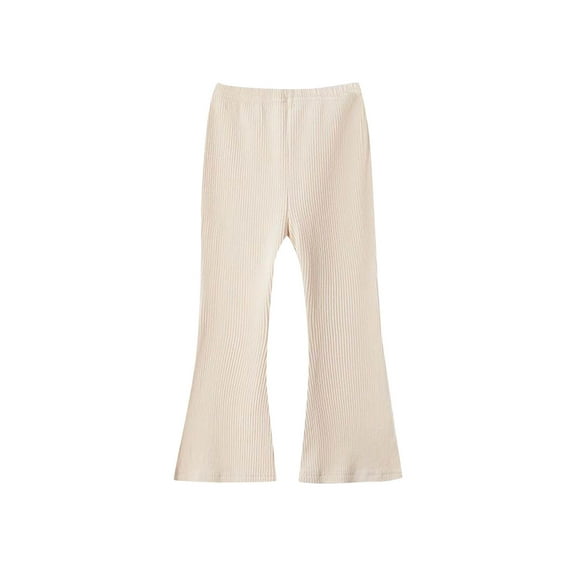 GigrtiJin 1-11 Years Infant Toddler Flare Pants Solid Color Ribbed Elastic Waisted Casual Pants Trendy Casual Pants for Baby Girls