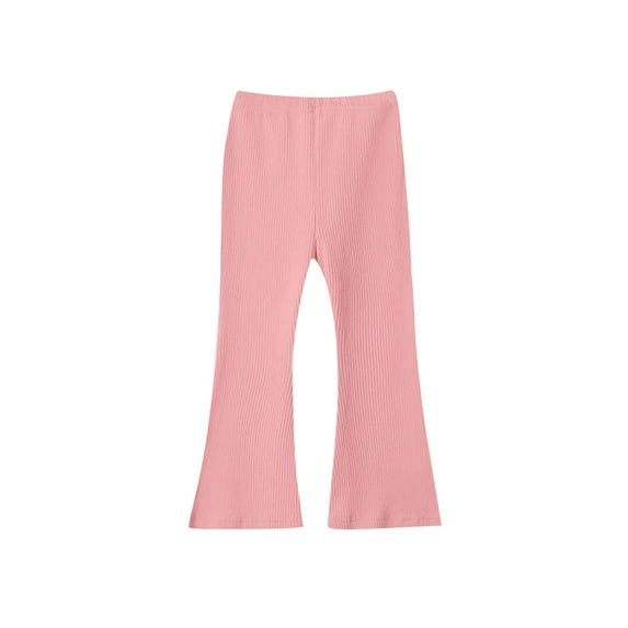 GigrtiJin 1-11 Years Infant Toddler Flare Pants Solid Color Ribbed Elastic Waisted Casual Pants Trendy Casual Pants for Baby Girls