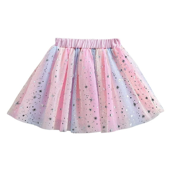 GigrtiJin 1-12 Years Infant Baby Princess Skirt Gradient Color Elastic Waisted Sequin Lace Cute Tulle Skirt for Toddler Girls