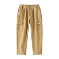 thumbnail image 1 of GigrtiJin 1-13 Years Infant Baby Toddler Children Cargo Pants Solid Color Elastic Waisted Multipocket Straight Leg Cotton Cropped Pants, 1 of 5