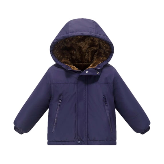 GigrtiJin 1-13 Years Infant Children Fleece Windbreaker Solid Color Hooded Full Zipper Long Sleeve Rain Coat with Pocket
