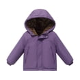 thumbnail image 1 of GigrtiJin 1-13 Years Infant Children Fleece Windbreaker Solid Color Hooded Full Zipper Long Sleeve Rain Coat with Pocket, 1 of 7