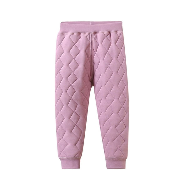 GigrtiJin 1-15 Years Infant Baby Toddler Cotton Leggings Solid Color Quilted Mid Rise Cinch Bottom Thermal Sleep Pants for Kids Teens