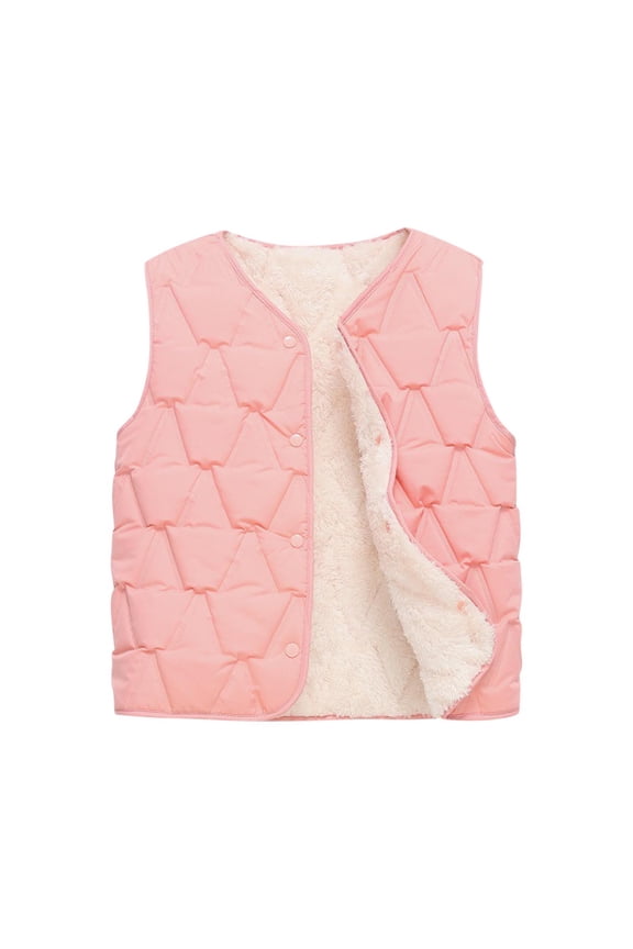 1-16 Years Infant Baby Kids Cotton Vest Solid Color Quilted Sleeveless V Neck Button Waistcoat Fall Winter Termal Tops