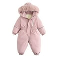 thumbnail image 1 of GigrtiJin 1-4 Years Infant Baby Fleece Jumpsuits Solid Color Full Zipper Cinch Snowsuit with Pocket Winter Thermal Ski Suits, 1 of 7