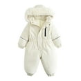 thumbnail image 1 of GigrtiJin 1-4 Years Infant Baby Fleece Jumpsuits Solid Color Full Zipper Cinch Snowsuit with Pocket Winter Thermal Ski Suits, 1 of 7