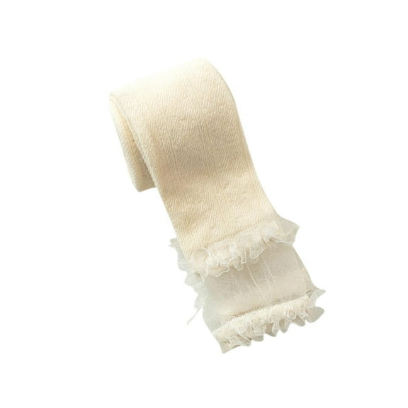 GigrtiJin 1-5 Years Infant Toddler's Cotton Lace Leggings Solid Color Ruffle Straight Leg Pants Cute Trendy Pantyhose