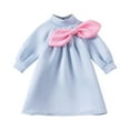 thumbnail image 1 of GigrtiJin 1- 7 Years Infant Baby Dress Solid Color Crew Neck Long Sleeve Cotton Cute Princess Dress with Bow for Toddler Girls, 1 of 7
