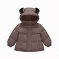 thumbnail image 1 of GigrtiJin 1-7 Years Infant Little Kids Puffer Jacket Solid Color Bear Hooded Long Sleeve Down Coat with Pocket, 1 of 7