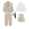thumbnail image 1 of GigrtiJin 12 Months-14 Years Infant Baby Children's Suits Set Button Lapel Long Sleeve Shirt Outcoat Vest Pants with Tie, 1 of 7