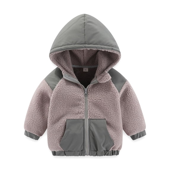 GigrtiJin 1T-10T Kids Fleece Coats Color Block Hoodie Coats Girls Winter Warm Long Sleeve Zip up Casual Coat with Pockets