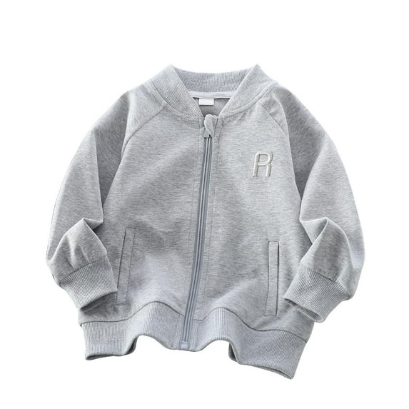 GigrtiJin 2-10 Years Toddler Children Cotton Sweatshirt Solid Color V Neck Long Sleeve Zipper Jacket with Pocket Casual Athletic Outwear