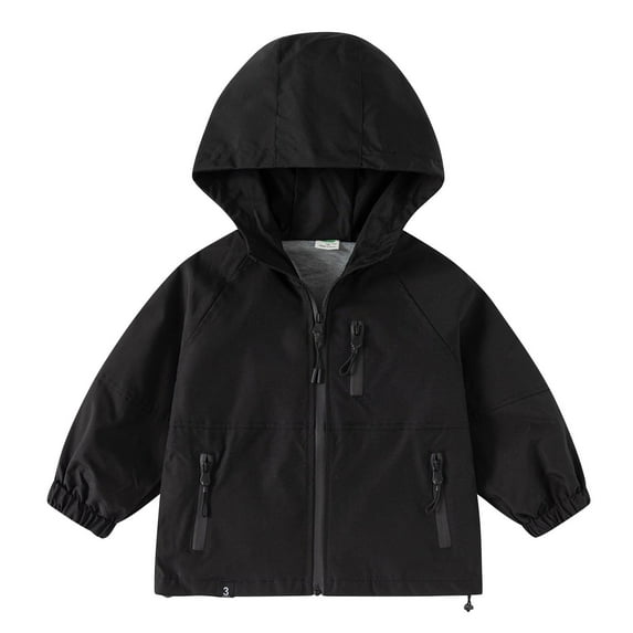 GigrtiJin 2-12 Years Boys Girls Jacket Solid Color Hooded Long Sleeve Zip Up Multipocket Base Outwear Outdoor Casual Loose Coat