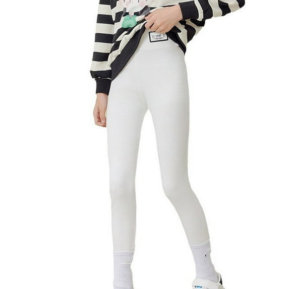 GigrtiJin 2-13 Years Toddler Girls Cotton Yoga Pants Solid Color High Rise Straight Leg Long Pants Slim Thermal Gym Pants for Children