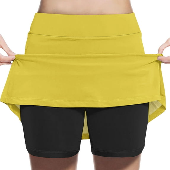 GigrtiJin 2-13 Years Toddler Girls Skort Solid Color High Waist Running Skirt Casual Sport Skirt for Children