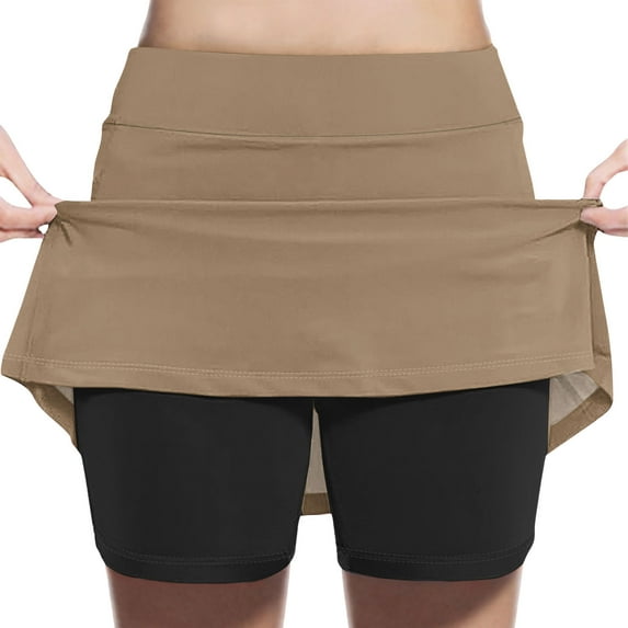 GigrtiJin 2-13 Years Toddler Girls Skort Solid Color High Waist Running Skirt Casual Sport Skirt for Children