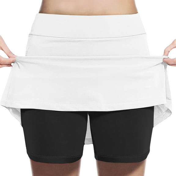 GigrtiJin 2-13 Years Toddler Girls Skort Solid Color High Waist Running Skirt Casual Sport Skirt for Children