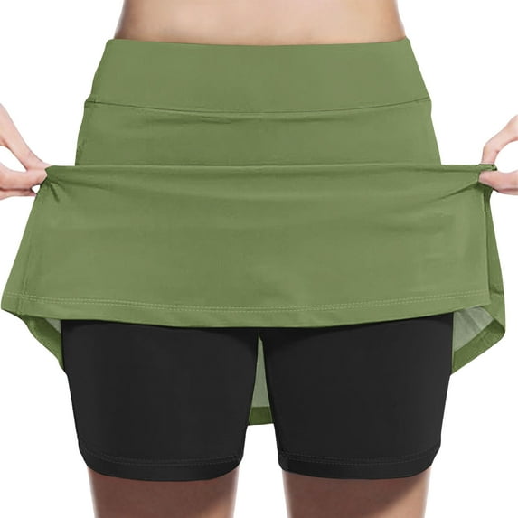 GigrtiJin 2-13 Years Toddler Girls Skort Solid Color High Waist Running Skirt Casual Sport Skirt for Children