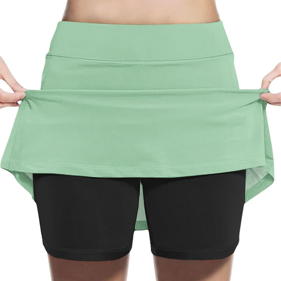 GigrtiJin 2-13 Years Toddler Girls Skort Solid Color High Waist Running Skirt Casual Sport Skirt for Children