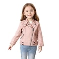 thumbnail image 1 of GigrtiJin 2-14 Years Boys Girls Leather Jacket Solid Color Full Zipper Long Sleeve Pocket Outcoat Trendy Casual Outwear, 1 of 6