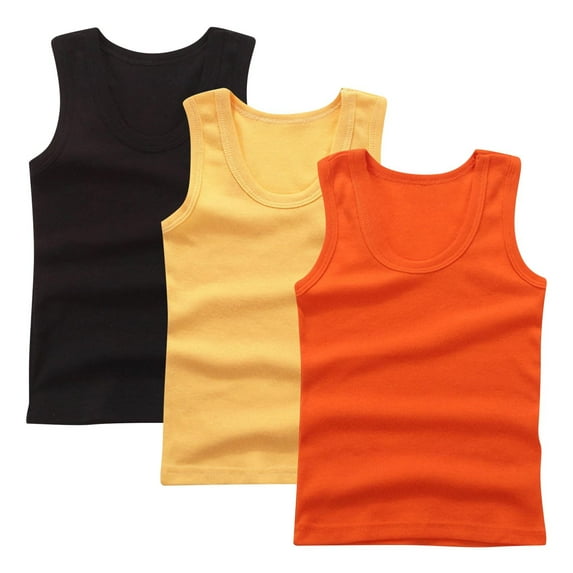 GigrtiJin 2-14 Years Toddler Kid's Multipack Cotton Tank Tops Solid Color Sleeveless Round Neck Blouse Weatproof Breathable Shirts 3 PC