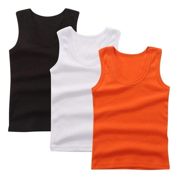 GigrtiJin 2-14 Years Toddler Kid's Multipack Cotton Tank Tops Solid Color Sleeveless Round Neck Blouse Weatproof Breathable Shirts 3 PC