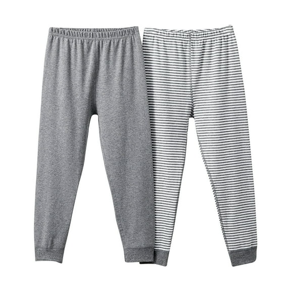 GigrtiJin 2 Pack Cotton Leggings for Toddler Children Solid Color Striped Elastic Waisted Cinch Bottom Thermal Pants 2-12 Years