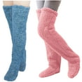 thumbnail image 1 of GigrtiJin 2 Pairs Winter Warm Socking Leg Warmers Home Knee Socks Thick Woolen Pant Soft Stretch Socks Fleece Tall Socks, 1 of 3